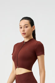 Short-Sleeve Sport Top - Brown