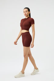 Short-Sleeve Sport Top - Brown