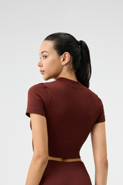 Short-Sleeve Sport Top - Brown