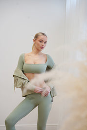 Terra Long Sleeve Cropped Top - Sage Green